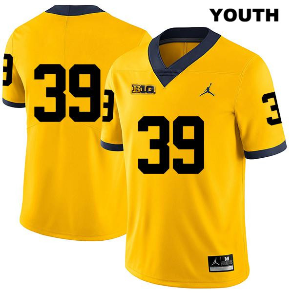 Youth NCAA Michigan Wolverines Matt Torey #39 No Name Yellow Jordan Brand Authentic Stitched Legend Football College Jersey BM25F44SF